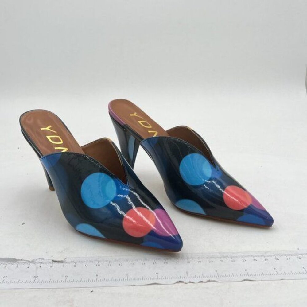 Ydn Colorful Dots Cone Heel Pointed Toe Slide Mul… - image 4